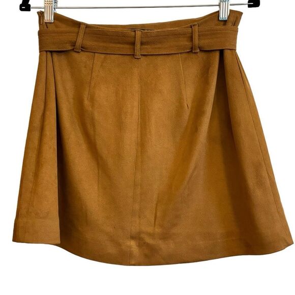 Lovers + Friends Brighton Faux Suede Brown Front Pocket Fully Lined Mini Skirt - Picture 4 of 8